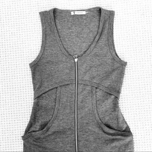 T by Alexander Wang gray tank dress, full zip